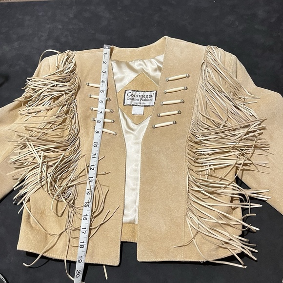 Vintage Continental Leather Fringe Suede Jacket Open Front Western Womens - Picture 6 of 12